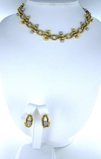 TIFFANY & C0 18KT YELLOW PLATINUM GOLD JEWELRY SET NECKLACE + EARRINGS DIAMOND