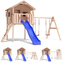 FRIDOLINO Spielturm Baumhaus Stelzenhaus Schaukel Kletterturm Rutsche Holz