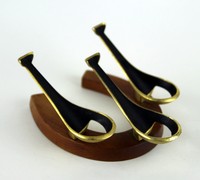 Mid Century Pfeifenhalter Pfeifenständer Teak Messing/ Metall f. 3 Pfeifen, 60er