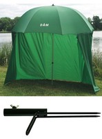 DAM Schirmzelt / Anglerschirm 2,20 m + Schirmstütze / Schirmstabilisator Set NEU