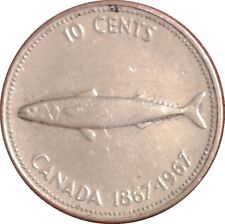 Canada 1967 Commemorative 100 Years Of Birth Of Canada Rare 10 Cent Silver Coin