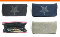 Stern Damen Clutch Geldbörse Portmonaie Langbörse Jeans Stoff od. Kunstleder NEU