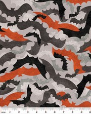 Benartex Spooktacular by Kanvas 6208 11 Gray/Orange Bats Cotton Fabric