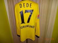 Borussia Dortmund gool Langarm Heim Trikot 03/04 "e-on" + Nr.17 Dede Gr.XXL TOP