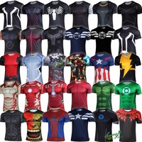Marvel DC Comics Superheld Compression Fahrrad T-shirt Fitnessstudio Sport