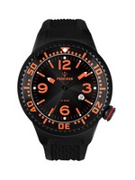 POSEIDON Unisex-Armbanduhr L Analog Silikonband UP00407 Schw./Orange UVP 139,- €