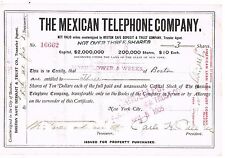 The Mexican Telephone Company - Countersigned at Boston, 1905 - 3 Shares