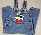 Vintage 24M OshKosh Baby B'Gosh Denim Overalls Train Theme Boys