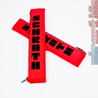 2x SCHROTH Gurtpolster 2 Zoll Gurtschoner rot Flock schwarz 50mm