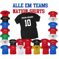 Fußball Trikot T-Shirt KINDERGRÖßEN alle Länder EM 2016 mit Wunsch Name & Zahl