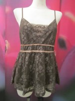 VERO MODA Sexy Spitze Lagen Sommershirt Damen Bluse Tunika 38 40 L TOP olivgrün