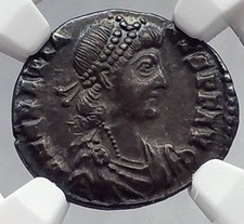 GRATIAN 379AD Silver Siliqua Roma Authentic Ancient Roman Coin NGC Ch XF i60180