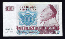 Sweden 100 Kronor 1965 (A) Crisp Vf