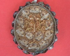 VERY RARE shrine RELICARIO relic RELIQUARY TRUE CROSS D.N.J.C + 12 APOSTLES