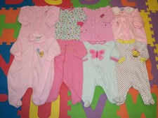 Lot 8 Baby Girl Footed Sleepers PJ Sleepwear Clothes 0-3 m months Pooh Gerber +