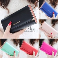 Damen PU Leder Lang Geldbörse Portemonnaie Geldbeutel Portmonee Purse Tasche JST