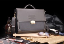 Hombre Maletín Cartera Cuero Genuino Bolso Hombro Negocios Trabajo Oficina Bolso