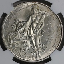 1953 Ngc Ms 64 Panama Silver Balboa Dollar Coin (16012503D)