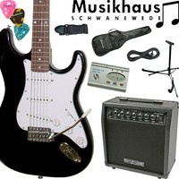 E-GITARRE SET KOMPLETT MIT VERSTÄRKER MIT ZUBEHÖR, STIMMGERÄT, STÄNDER, GURT, BK