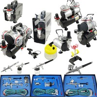 AIRBRUSH KOMPRESSOR KOMPLETT-SET SPRITZPISTOLE PISTOLE DOUBLE-ACTION HALTER