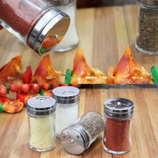 1Pc Rotate Silver Stainless Steel Cruet Kitchen BBQ Spice Jars Crue Tool Random