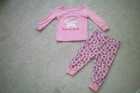 GYMBOREE PinK Cat/Kitty leopard Gymmies Long Pajamas/PJs Size 6-12 months 