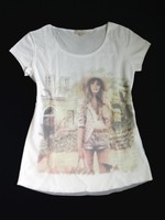 Lilienfels: schönes Print-Shirt mit Tüll in weiß, Gr. M  ** NEU **