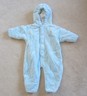 Infant baby boys size 6/9 months La Lune Half moon snowsuit blue velour soft 