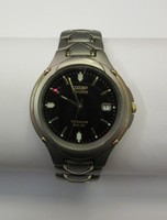 VINTAGE CITIZEN ECO DRIVE WRISTWATCH WR 100 WATER RESIST TITANIUM PEWTER GOLD