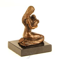 BRONZE FIGUR MUTTER MIT KIND BRONZE SKULPTUR