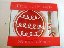 Fitz and Floyd Santa's Kitchen Red & White Snack Plate & Spreader New