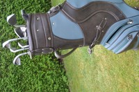 GOLF CART BAG TROLLEY BAG gr Leder Dry Pocket 9 Schläger Set Putter Trage Tasche