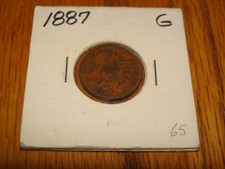 1887 Indian Head Penny Reddish Colored