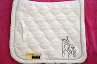 Edle Turnier Dressur Schabracke , Neu , Gr. WB , Weiß , beidseitig Strass ,