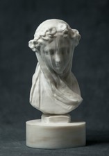  MARBLE bust of Veiled Lady by Monti statue carved figurine artist sculpture