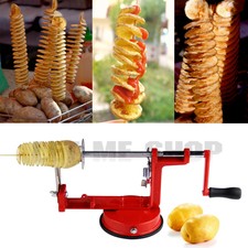 Red stainless steel French fry cutter Manual twisted spiral potato apple slicer