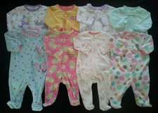 Baby Girls 3/6 6  months sleepers footed pajamas clothes lot!