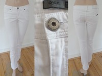 Only Jeans 5 Pocket Röhre Tube Low Hip Stretch Weiss white denim 36 L32 Top 