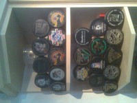 Eishockey- Puck d. BLUE DEVILS WEIDEN !!! FARB- LOGO- BEDRUCKT !!! rar!!! l@@k