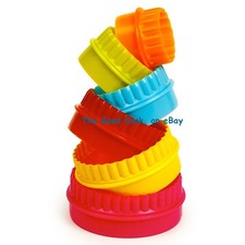 Norpro Set of 6 Round Plain & Rippled Nesting Biscuit Cookie Cutters w/ Box New