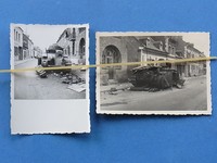 Foto 2x Frankreich 1940 abgeschossener französischer Panzer