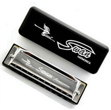 Swan Harmonica 10 Holes Key of C SILVER w/ Case Blues Harp Stainless Steel NEW