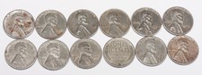 1943 Lincoln Wheat Penny - Dozen Zinc pennies from 1943