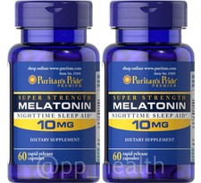 TWO(2X) Puritan's Pride Melatonin 10 mg total 120 Natural Sleep Improve Quality
