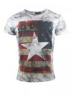 American Flag "Marble Star" T-Shirt - weiß