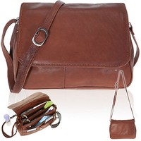 Handtasche CININO FLORENZ Ledertasche Damenhandtasche Leder Umhängetasche BRAUN