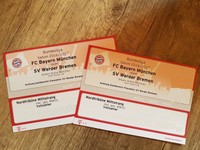 Umschlag mit 2 gratis Tickets Bayern München vs. Werder Bremen Nordtribüne 2016