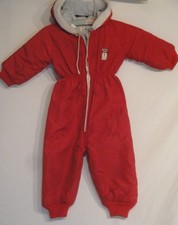 Vintage Snow Time Quilted Lining Snow Suit Red with Hood