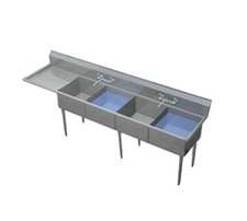 Duke 164-118-L Deluxe Sink four compartment 85"W x 27"D x 41"H 18" drainboard.