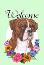 Garden Indoor/Outdoor Welcome Flag (Flowers) - Brindle Boxer (Uncropped) 631491